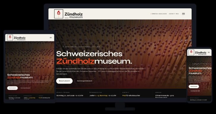 Schweizerisches Zündholzmuseum · responsive mockup